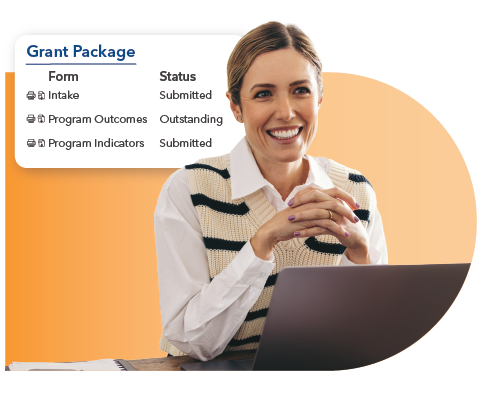 Woman on Laptop, Grant Packages Software Screenshot