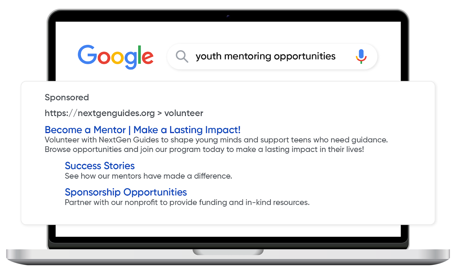 An example of how to promote your volunteer opportunities in a Google Ad